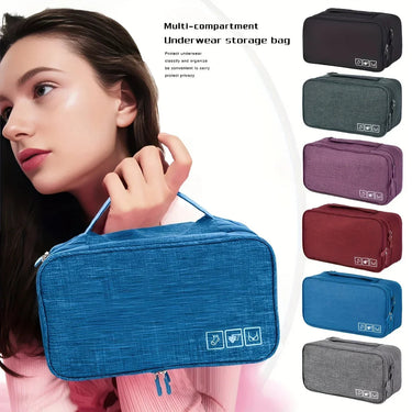 Reiseunterwäsche-Organizer | Wasserabweisend | Mehrere Fächer & Klare Tasche | 27×14,5×12 cm