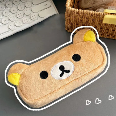 Kids Pencil Case | Kawaii Plush Cartoon Bear Design | Zipper Pen Pouch Organizer