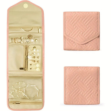 Travel Jewelry & Makeup Organizer | Striped Water-Repellent Polyester | Compact & Lightweight