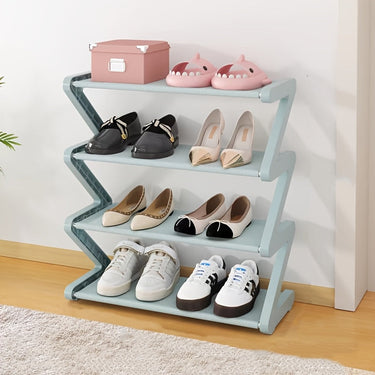 Shoe Rack | 4-Tier Vertical Zigzag | Tool-Free Assembly & Detachable
