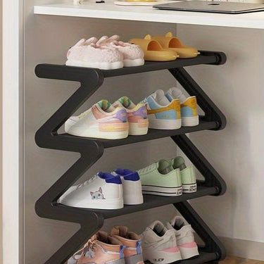 Shoe Rack | 4-Tier Vertical Zigzag | Tool-Free Assembly & Detachable