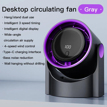 Bladeless Desktop Fan | 100 Speed Levels & Whisper-Quiet | USB-Powered & Wall-Mountable