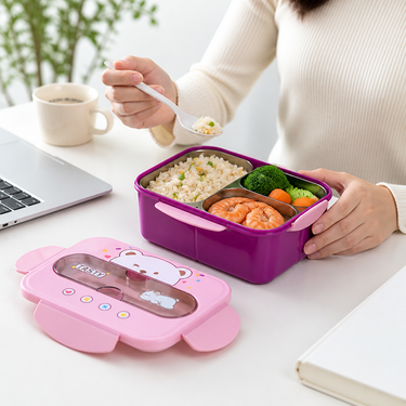Kids Bento Box | 3-Compartment Leakproof Lid | Microwave-Safe, 1200ml | Easy to Clean