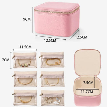 Jewelry Organizer | 12 Zippered Compartments | Soft Faux Suede Interior | Tangle-Free Storage