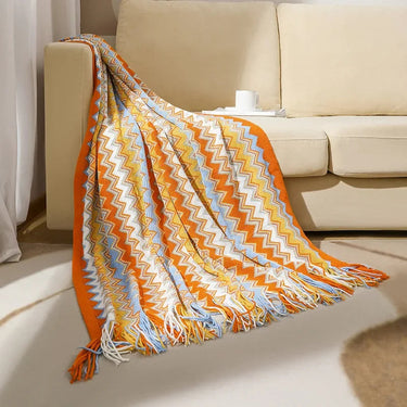 Throw Blanket | Boho Tassel Design | Soft Lightweight Cotton Blend | All-Season