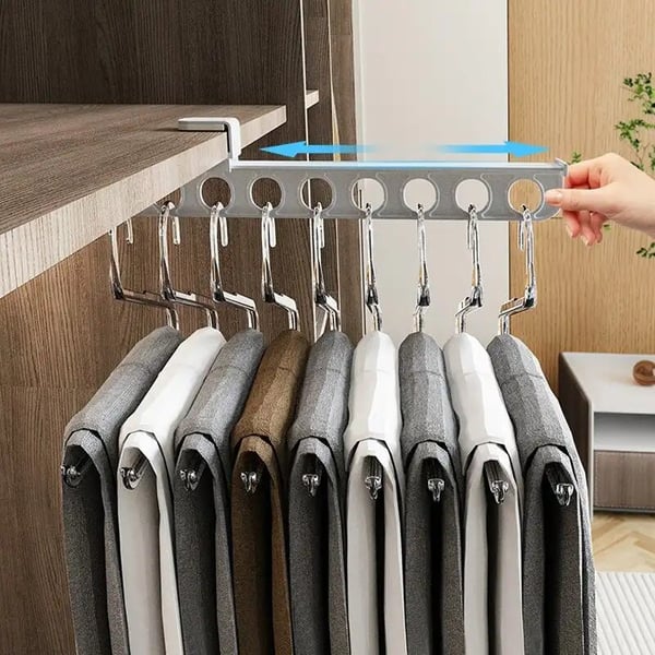 Extendable metal clothes rail, adjustable hanging rack, Quanolo