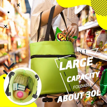 2-in-1 Foldable Shopping Trolley | Retractable Wheels & Lightweight Design | 30 kg Capacity