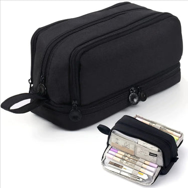 Large Pencil Case for Students | 3-Compartment Organizer | Oxford Fabric | Easy Organization