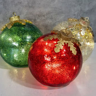 Festive Glass Christmas Table Decorations Set of 3