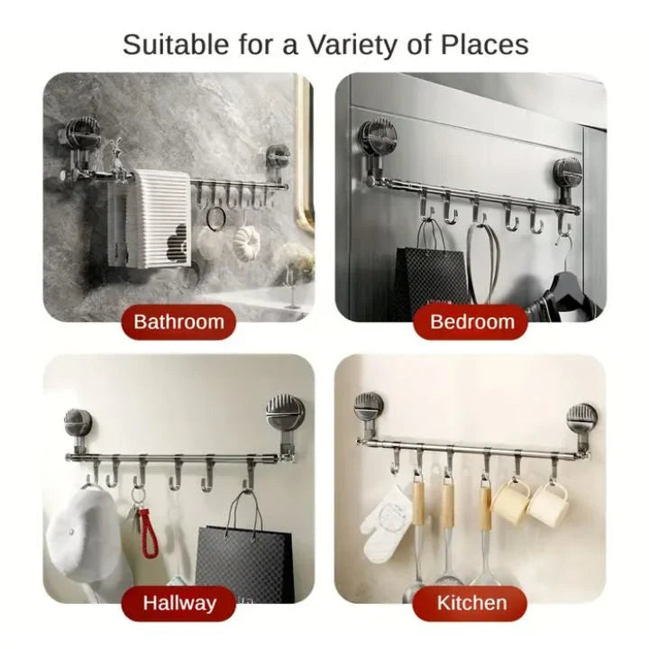 Adjustable Stainless Steel Towel Rack Suction Cups