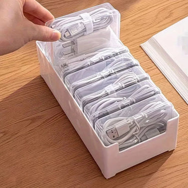 Desk Storage Box | Multi-Compartment Cable & Jewelry Organizer | Zippered Travel Pouch
