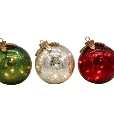 Festive Glass Christmas Table Decorations Set of 3