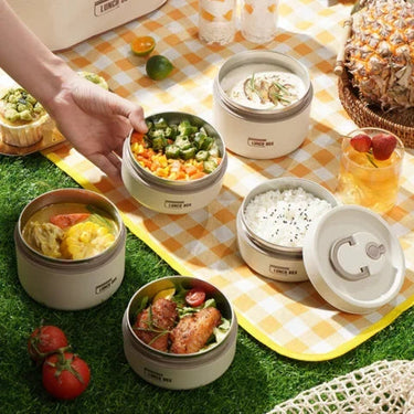 Insulated Lunchbox Set | Stainless Steel Containers | Leak-Proof Silicone Seals | Space-Saving