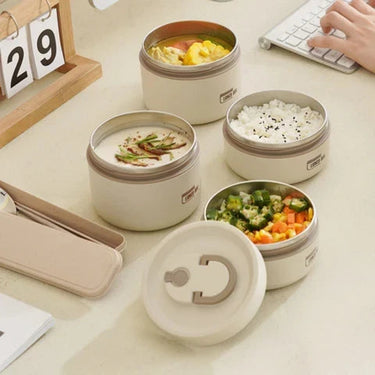 Insulated Lunchbox Set | Stainless Steel Containers | Leak-Proof Silicone Seals | Space-Saving