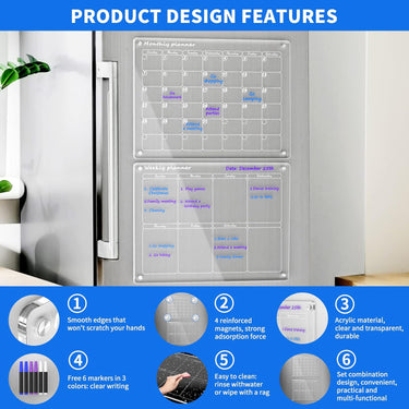 Planiva™ - Clear Acrylic Fridge Organizer & Weekly Meal Planner