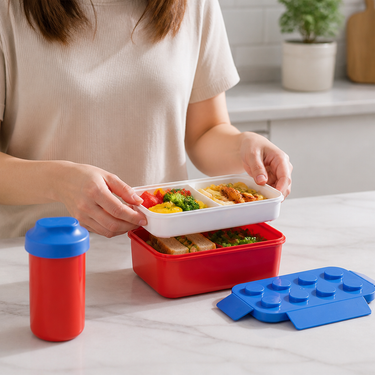 Kids Bento Box | Removable Divider & Leakproof Lid | Microwave-Safe 1.05L | Prevents Mixing