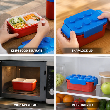 Kids Bento Box | Removable Divider & Leakproof Lid | Microwave-Safe 1.05L | Prevents Mixing