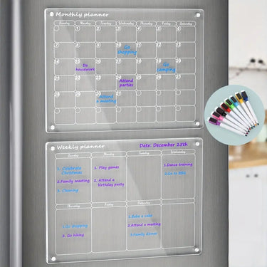 Planiva™ - Clear Acrylic Fridge Organizer & Weekly Meal Planner