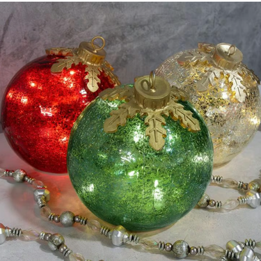 Festive Glass Christmas Table Decorations Set of 3