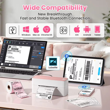 Bluetooth Thermal Shipping Label Printer 4×6 – Wireless
