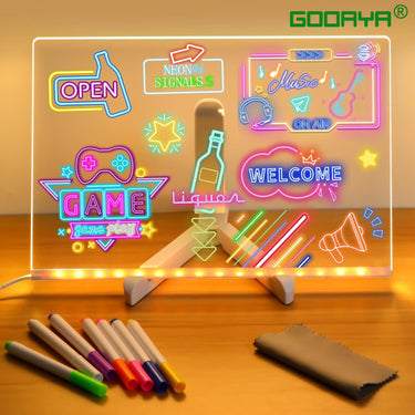 LED Note Board With Night Light Colorful 7 Pens Children‘s Drawing Board