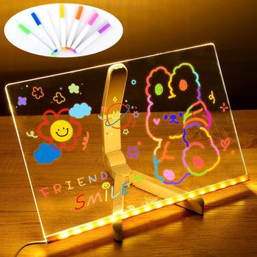 LED Note Board With Night Light Colorful 7 Pens Children‘s Drawing Board