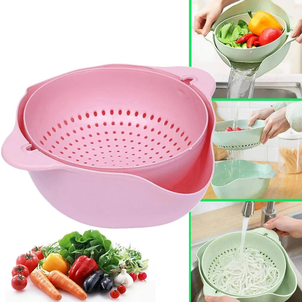 Double Drain™ Kitchen Strainer Double Drainer Basket
